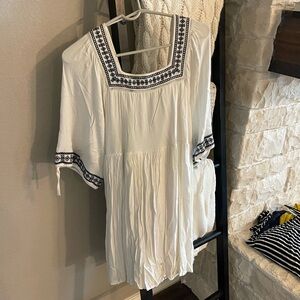 Miami White and navy blue Embellished Sailor Collar dress